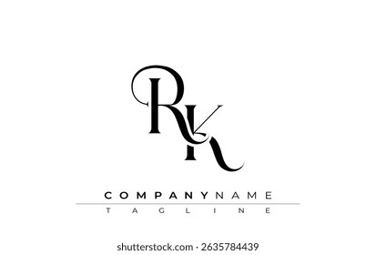 Initial RK Logo Design Vector. Elegant Monogram Logo Design with Decorative Elements and Typography