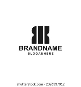 Logotipo inicial de la letra RK R K en el diseño del logotipo minimalista del espejo