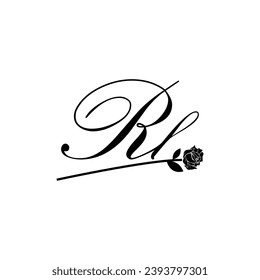 Initial RL handwriting flower typography ornament modern