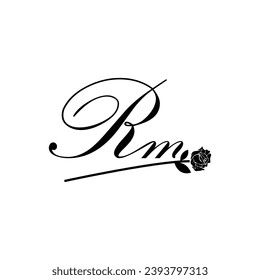 Initial RM handwriting flower typography ornament modern