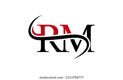 Logotipo inicial de la letra RM con plantilla de vectores gráficos de diseño Swoosh para identidad de empresa y empresa.