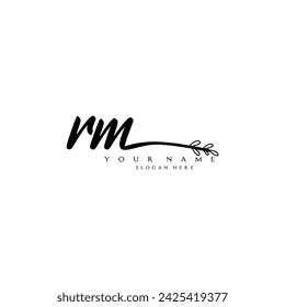 Initial RM logo handwriting floral typography ornament