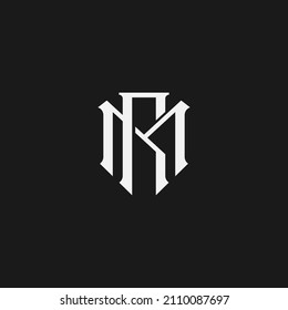 Ilustración inicial del vector de plantillas de logotipo RM R M M aislado en negro blanco