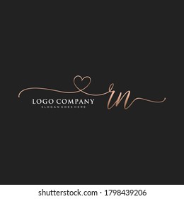 Initial RN beauty monogram and elegant logo design, handwriting logo of initial signature, wedding, fashion, floral and botanical with creative template.