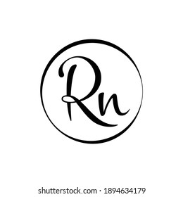 Initial rn letter Logo Design Black Script Circle vector Template