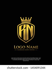 initial RN letter with shield style logo template vector