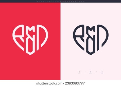 initial RN letters with red heart and love logo flat icon monogram concept