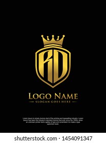 initial RO, RD letter with shield style logo template vector