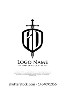 initial RO, RD letter with shield style logo template vector