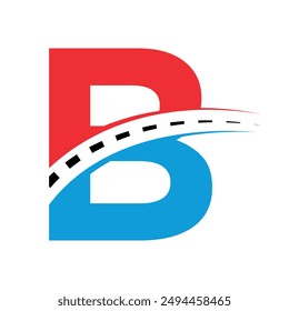 Initial road Logo combine with letter B vector template