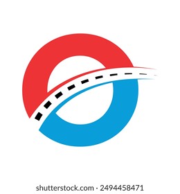 Initial road Logo combine with letter O vector template