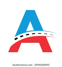 Initial road Logo combine with letter A vector template