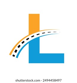 Initial road Logo combine with letter L vector template