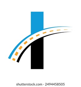 Initial road Logo combine with letter I vector template