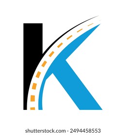 Initial road Logo combine with letter K vector template