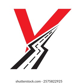 Initial Road Logo Design On Letter Y For Transportation and freight Symbol Vector