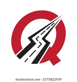 Initial Road Logo Design On Letter Q For Transportation and freight Symbol Vector