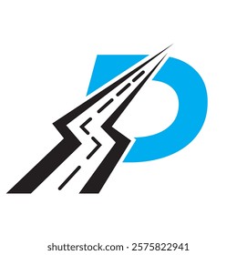 Initial Road Logo Design On Letter P For Transportation and freight Symbol Vector