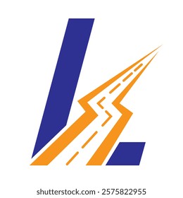 Initial Road Logo Design On Letter L For Transportation and freight Symbol Vector