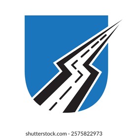 Initial Road Logo Design On Letter U For Transportation and freight Symbol Vector