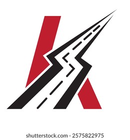 Initial Road Logo Design On Letter K For Transportation and freight Symbol Vector