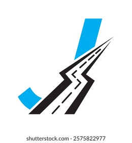 Initial Road Logo Design On Letter J For Transportation and freight Symbol Vector