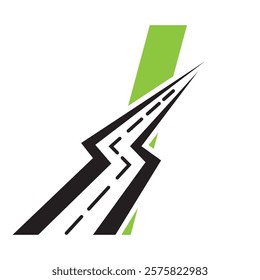 Initial Road Logo Design On Letter I For Transportation and freight Symbol Vector