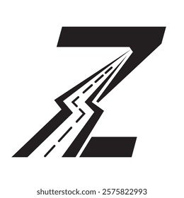 Initial Road Logo Design On Letter Z For Transportation and freight Symbol Vector