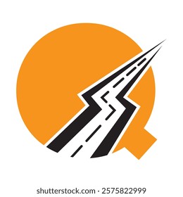 Initial Road Logo Design On Letter Q For Transportation and freight Symbol Vector