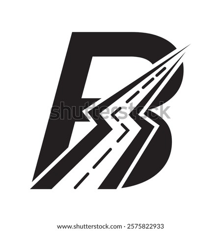 Initial Road Logo Design On Letter B For Transportation and freight Symbol Vector