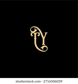 anfängliches königliches Konzept TY Monogramm modernes Logo Buchstabe Barock Stil Design