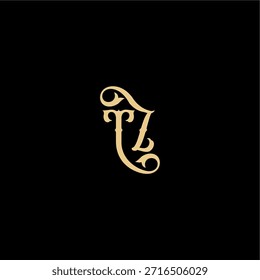 anfängliches königliches Konzept TZ Monogramm modernes Logo Buchstabe Barock Stil Design