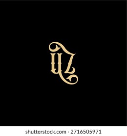 concepto real inicial UZ monograma logotipo moderno letra Barock diseño de estilo