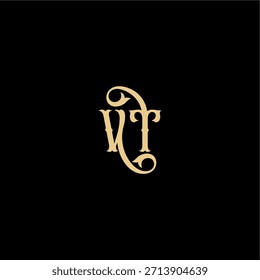 anfängliches königliches Konzept VT Monogramm modernes Logo Buchstabe Barock Stil Design