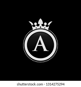 A Initial royal crown Luxury logo Design