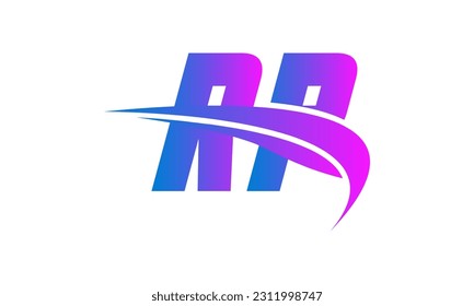 Initial RP letter Logo With Swoosh Design Graphic Vector Template for Business and Company Identity.