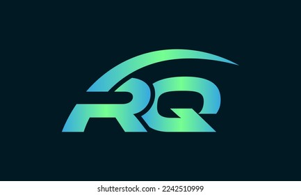 initial RQ letter company name swoosh design. vector logo for business and company identity.