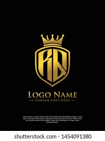 initial RQ letter with shield style logo template vector