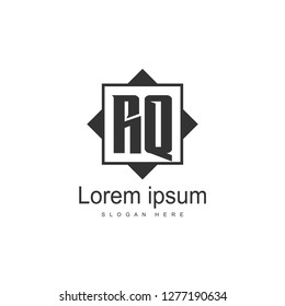 Initial RQ Logo Template. Minimalist letter logo template design