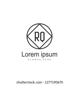 Initial RQ Logo Template. Minimalist letter logo template design