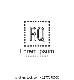 Initial RQ Logo Template. Minimalist letter logo template design