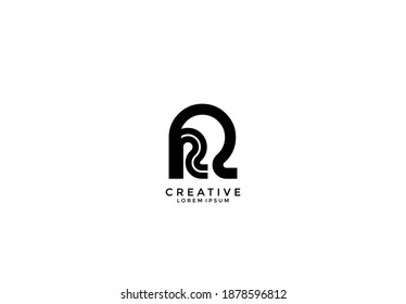 initial RR connected style shape logotype