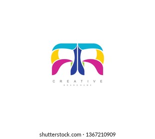 Initial RR letter abstract modern colorful liquid minimalist logo