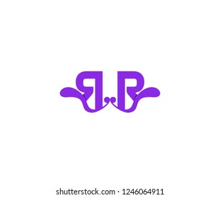 Initial RR Letter Isolated Abstract Swoosh Liquid Proton Purple Color Design Logo