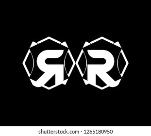 Initial RR Letter Isolated Abstract Illusion Geometric Shape Logotype
