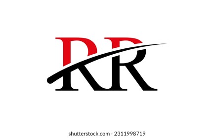 Logotipo de carta inicial RR con plantilla de vectores gráficos de diseño Swoosh para identidad de empresa y empresa.