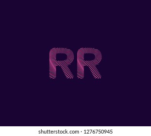 Initial RR letter typography abstract dinamic grunge stripes wavy effect monogram logotype