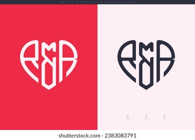 initial RR letters with red heart and love logo flat icon monogram concept