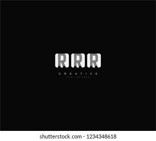 initial RRR letter geometric zebra stripes lines isolated square shape logo