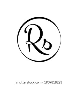Initial rs letter Logo Design Black Script Circle vector Template